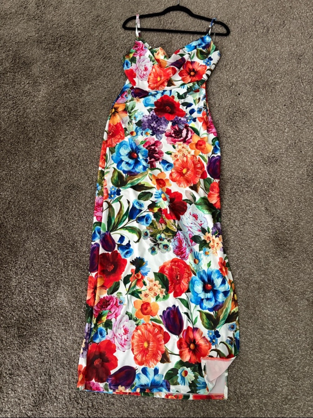 Haute Monde Floral Maxi Dress - Red, Blue, Green